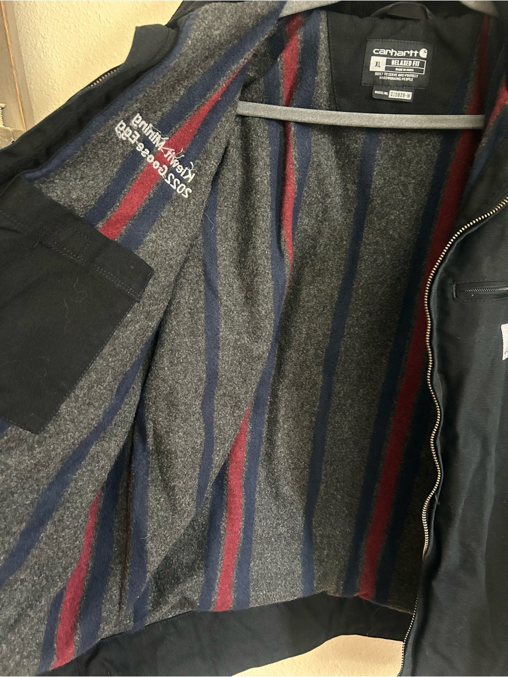 Carhartt Detroit Corduroy Collar Blanket Lined Black Canvas Jacket Mens Size XL - Picture 6 of 10